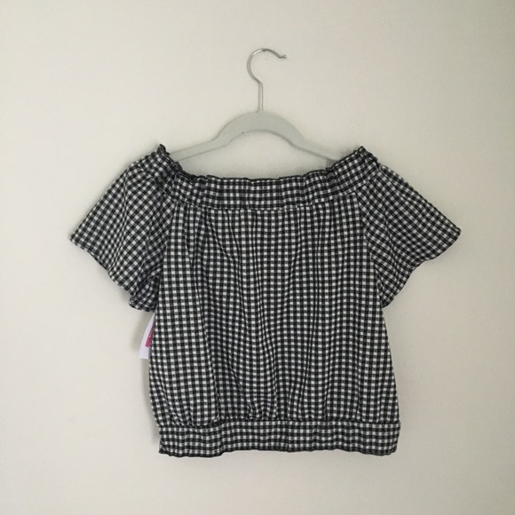 NWT Macy’s Gingham Off the Shoulder Top - Picture 4 of 4